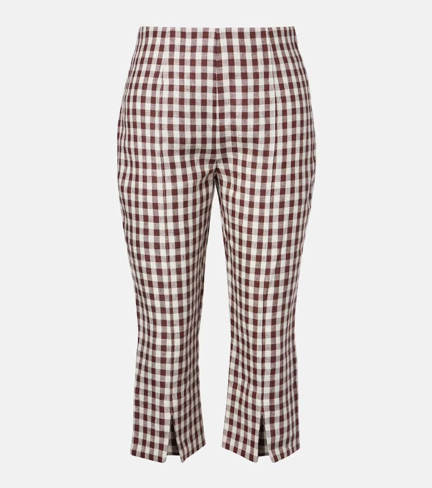 posse sadie gingham linen capri pants