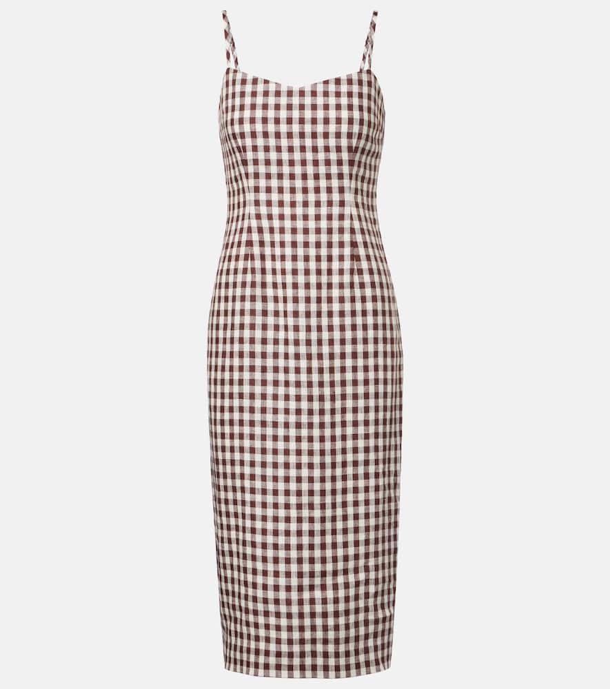 posse sadie gingham linen midi dress