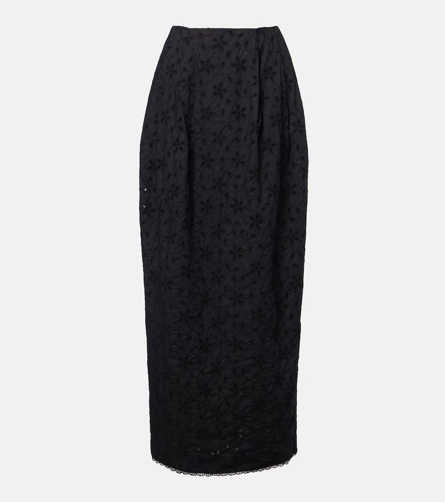posse salma embroidered cotton maxi skirt
