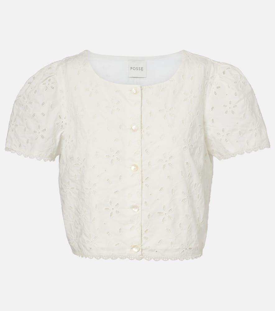 posse salma embroidered cotton top