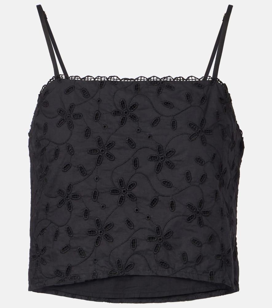 posse salma embroidered cropped cotton top