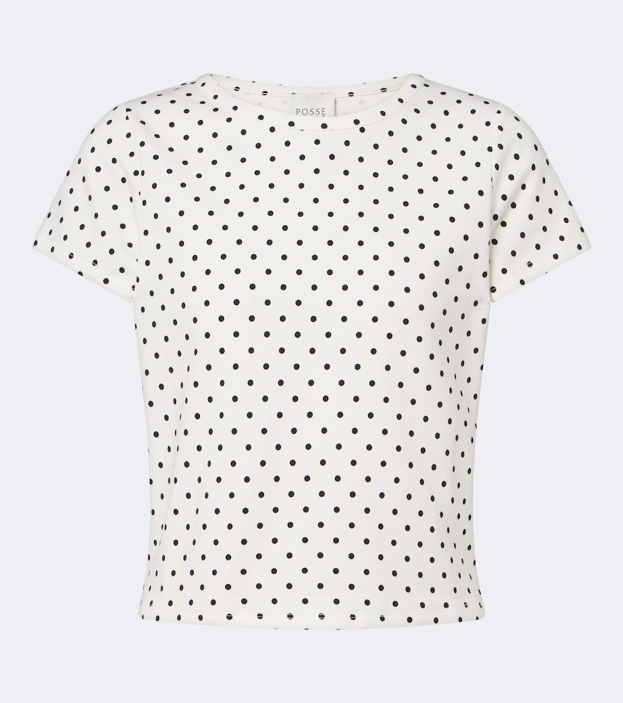 posse tommy polka-dot cotton-blend jersey t-shirt