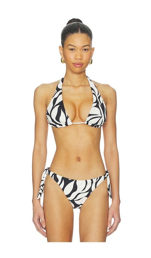 post swim lolo halter bikini top in black,white.