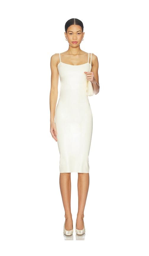 poster girl whistle midi dress in white.