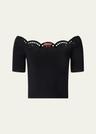 posy eyelet scallop off-shoulder top