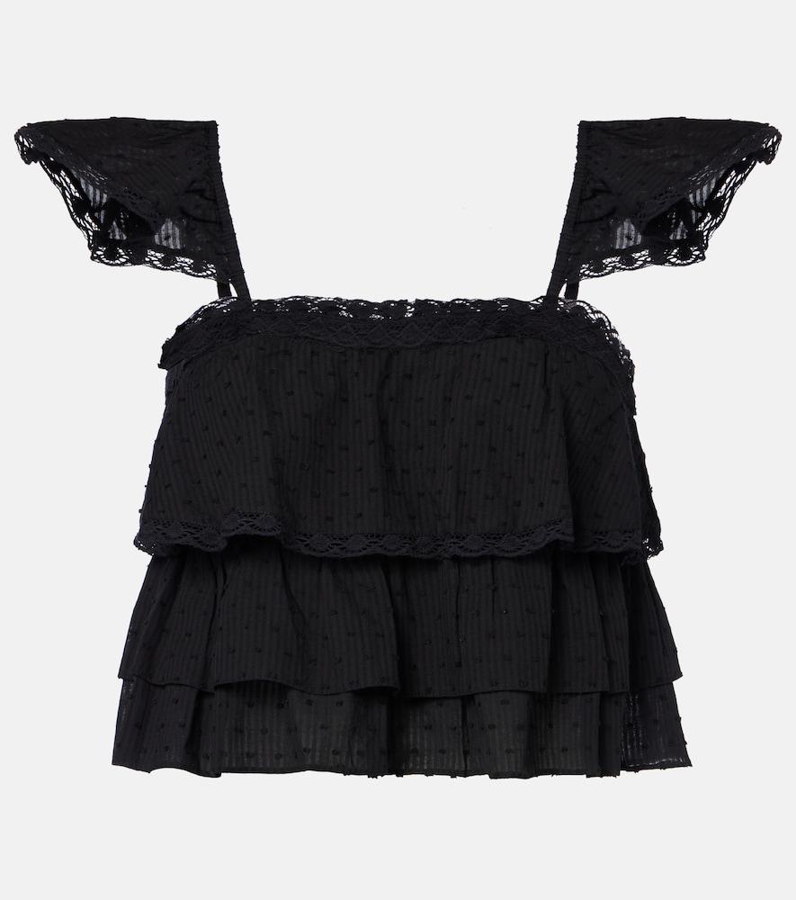 poupette st barth anya ruffled cotton crop top