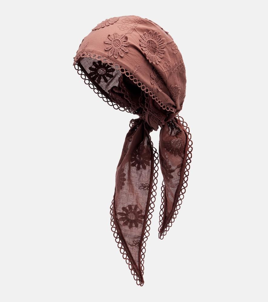 poupette st barth aura embroidered cotton scarf