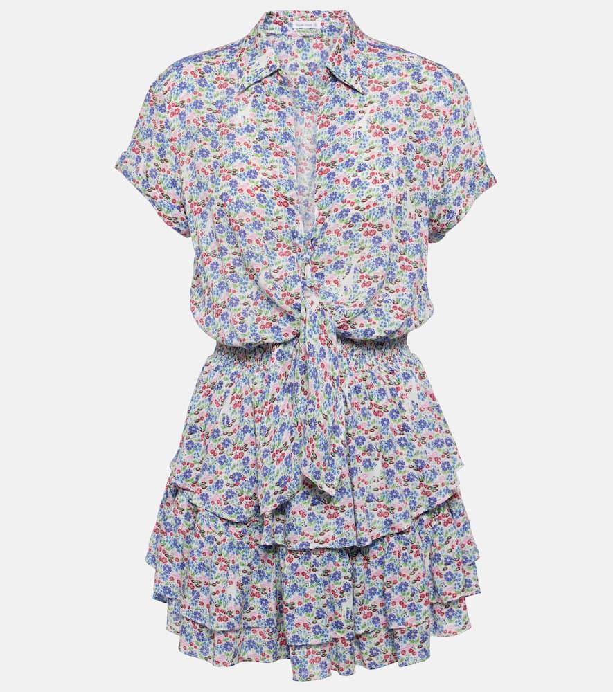poupette st barth branda floral tiered shirt dress