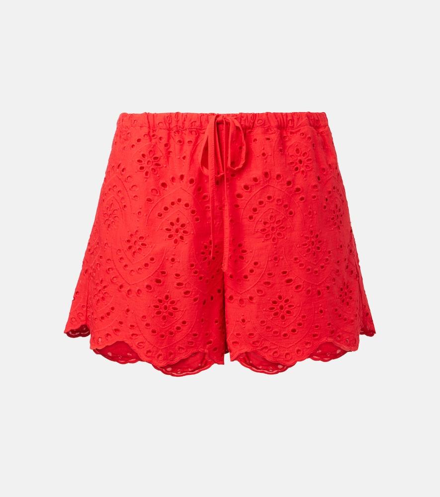 poupette st barth broderie anglaise cotton shorts