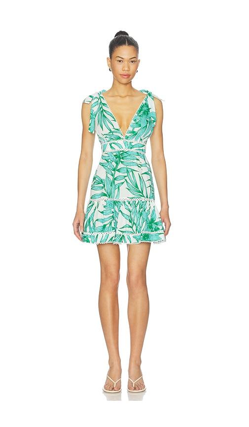 poupette st barth cara mini dress in white,green.