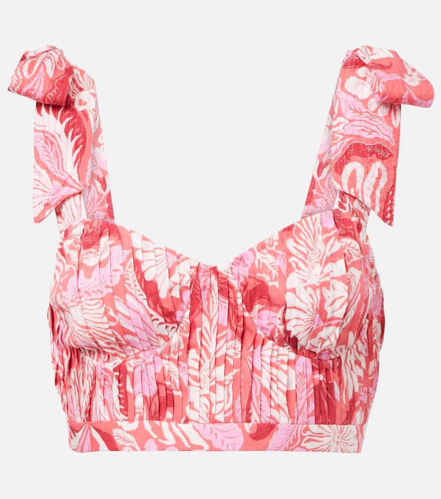 poupette st barth carla pleated printed crop top