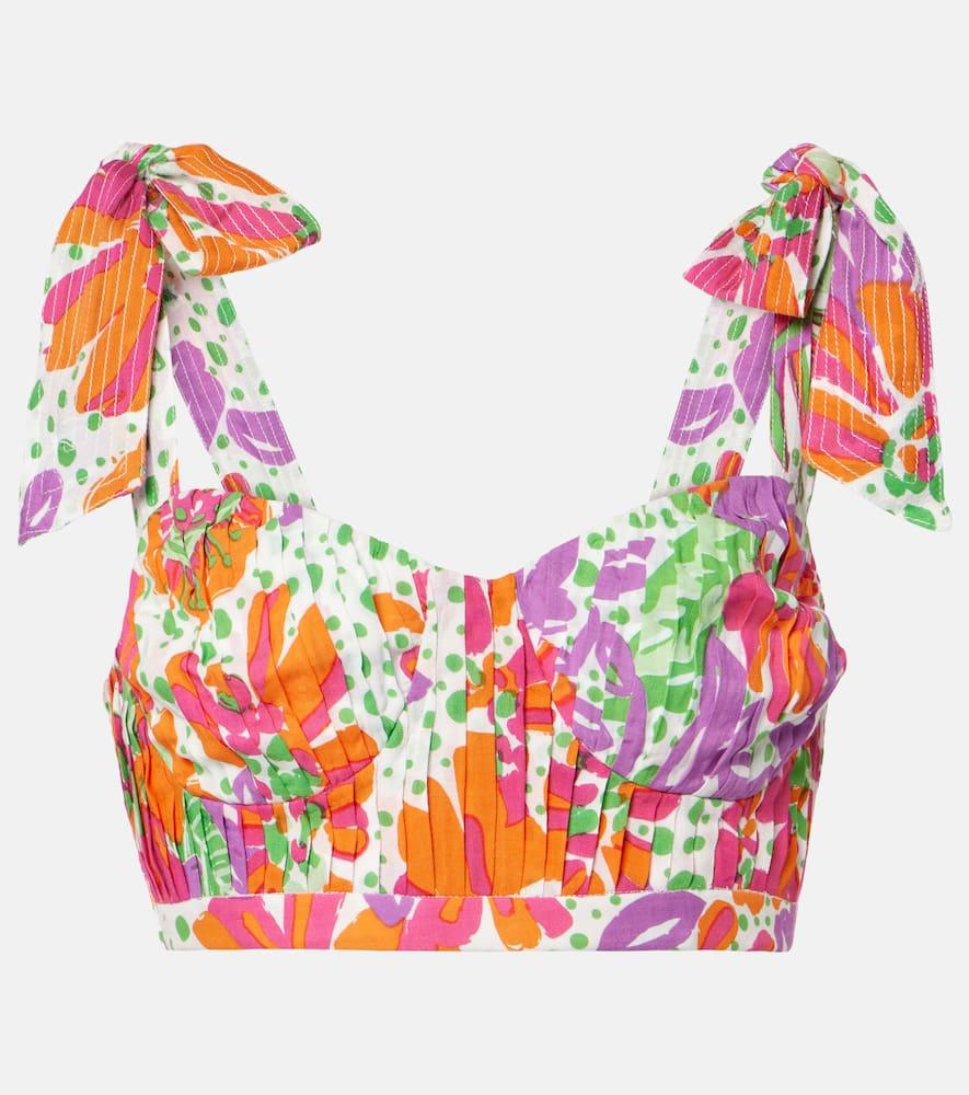 poupette st barth carla printed halterneck crop top