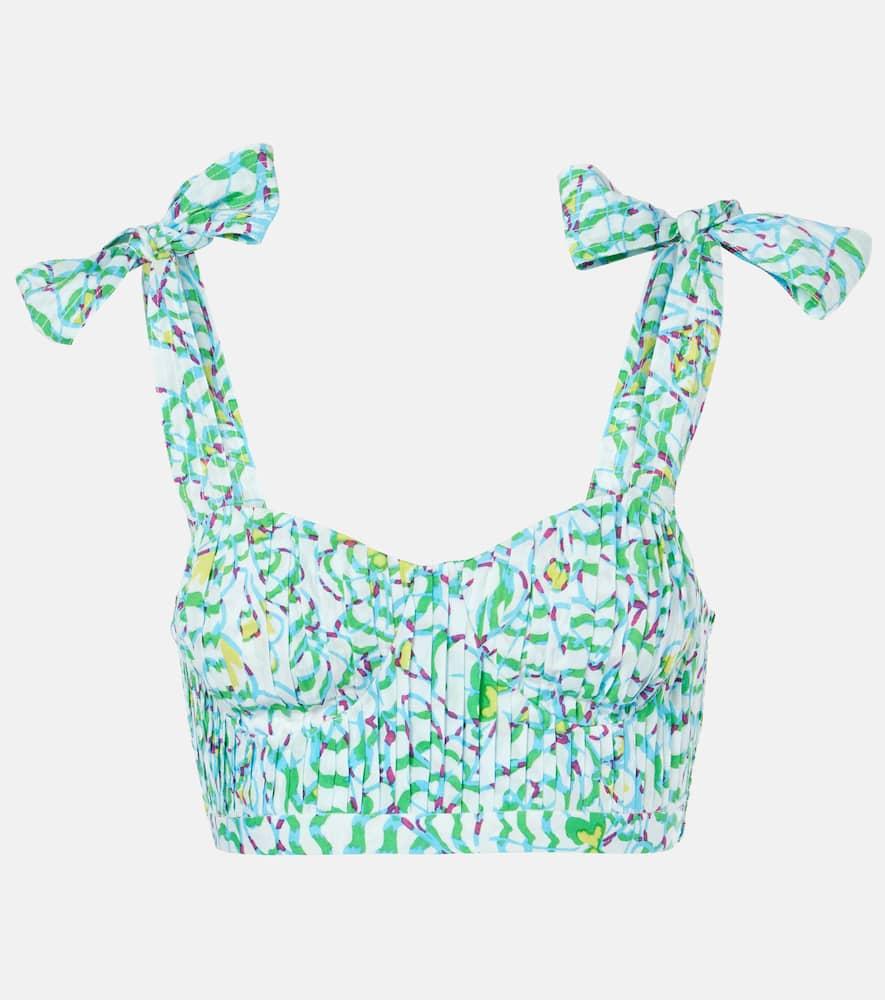 poupette st barth carla printed pleated crop top