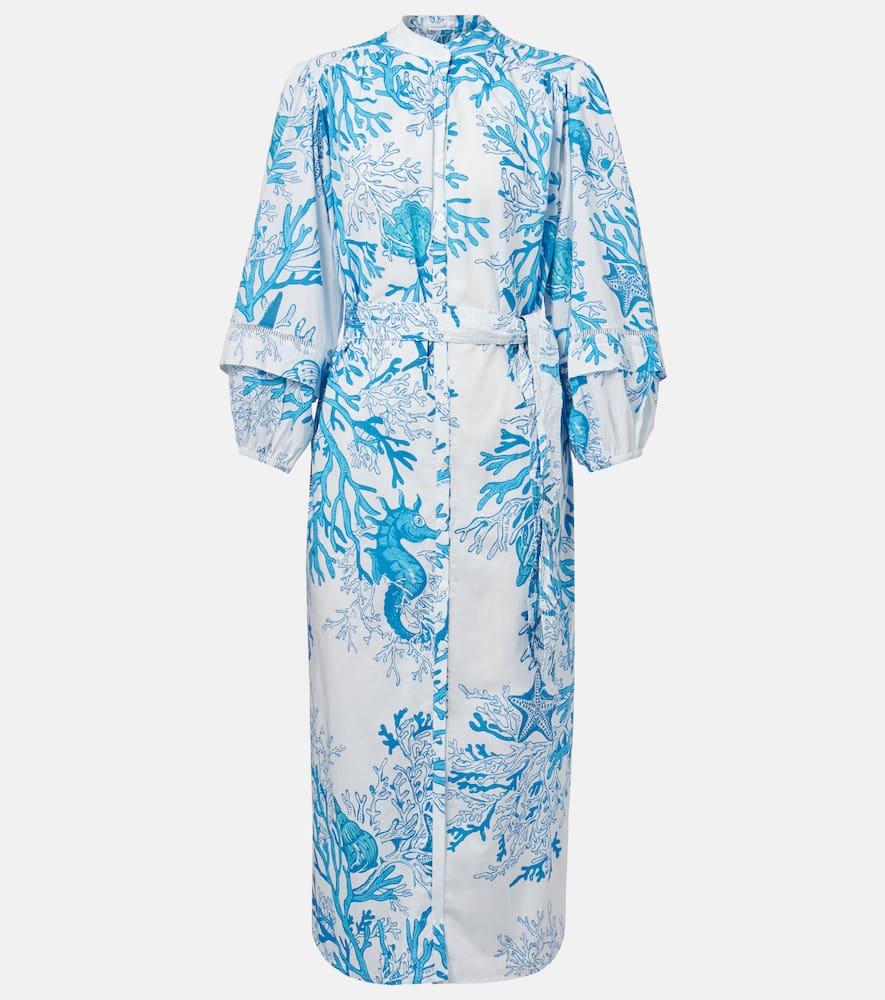 poupette st barth cathy printed cotton shirt dress