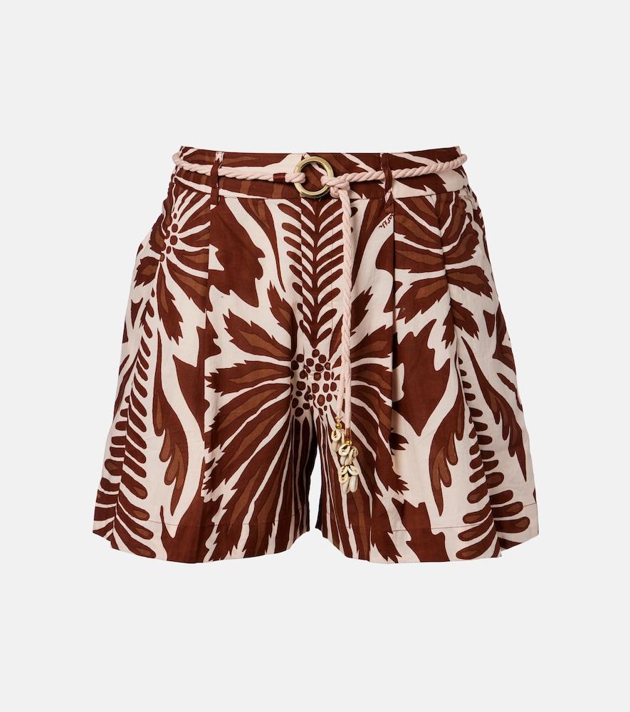 poupette st barth chantal printed belted cotton shorts