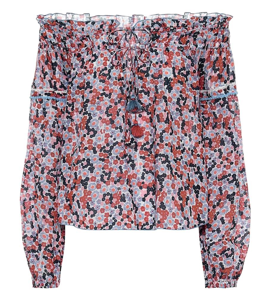 poupette st barth clara floral cotton blouse
