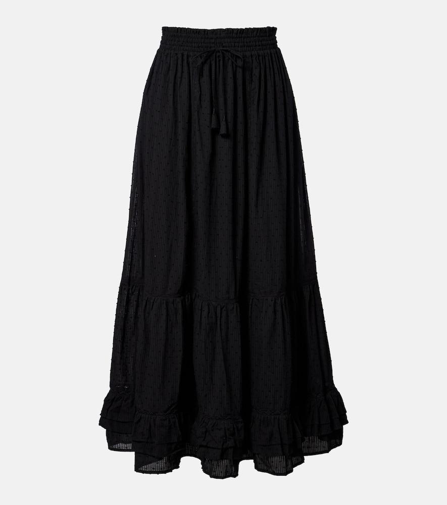 poupette st barth clara tiered cotton maxi skirt