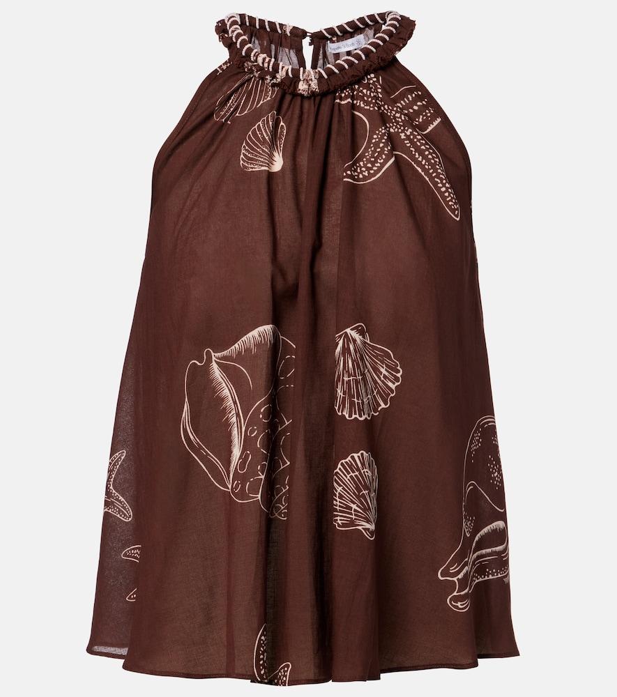 poupette st barth cleo printed halterneck cotton top