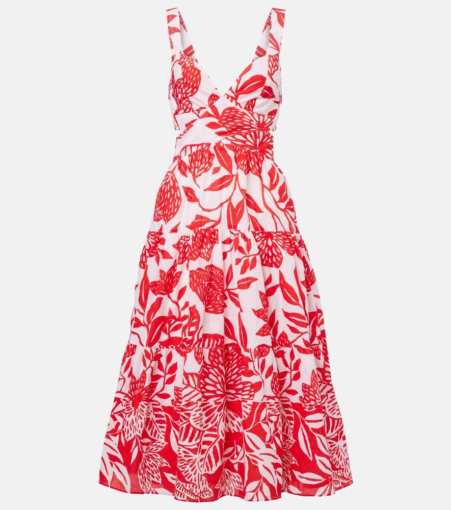 poupette st barth coco floral cotton midi dress