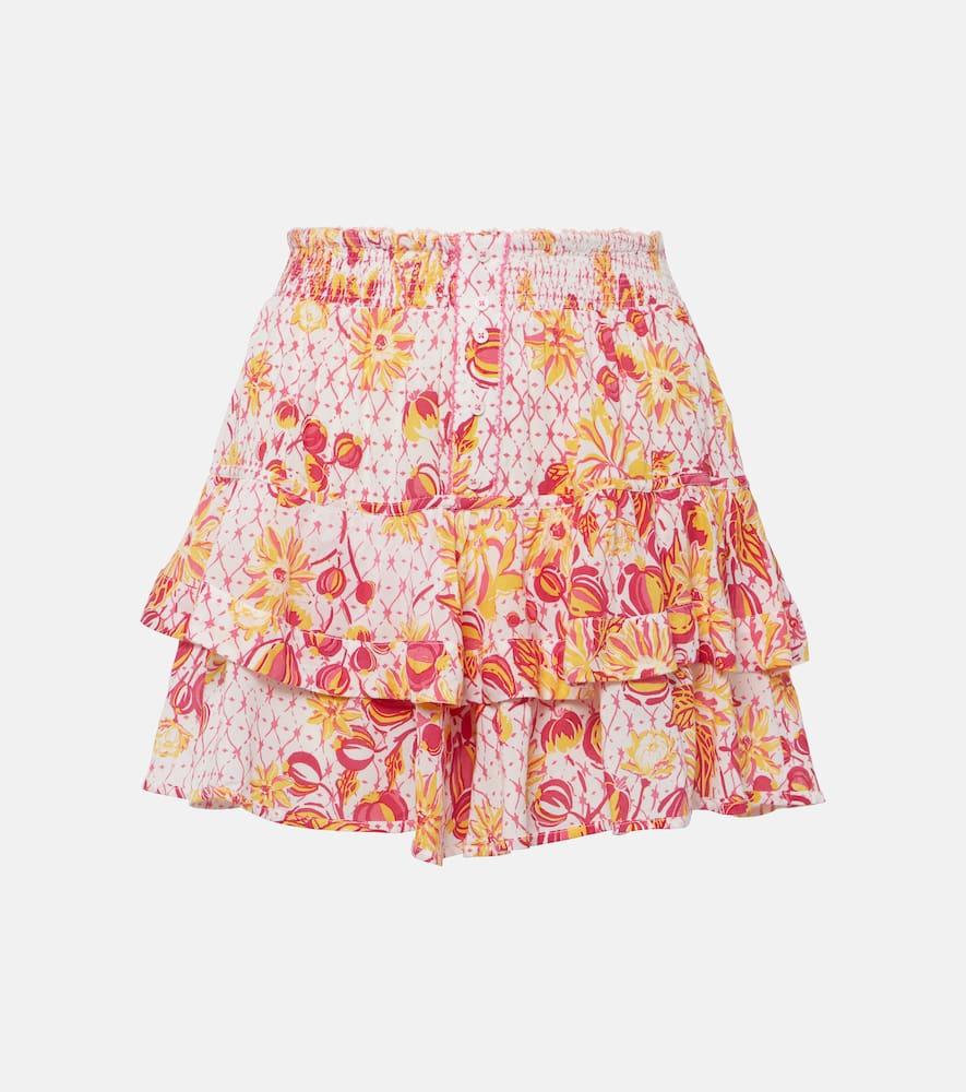 poupette st barth culotte ruffled floral miniskirt
