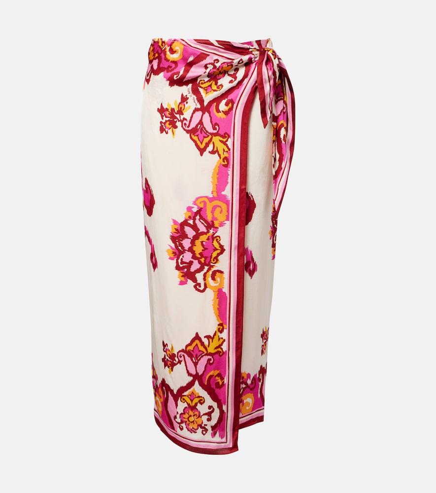 poupette st barth dana printed wrap skirt