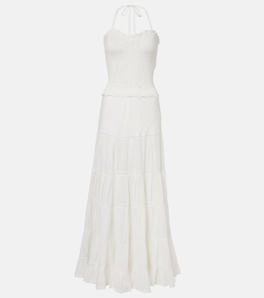 poupette st barth foe shirred cotton maxi dress