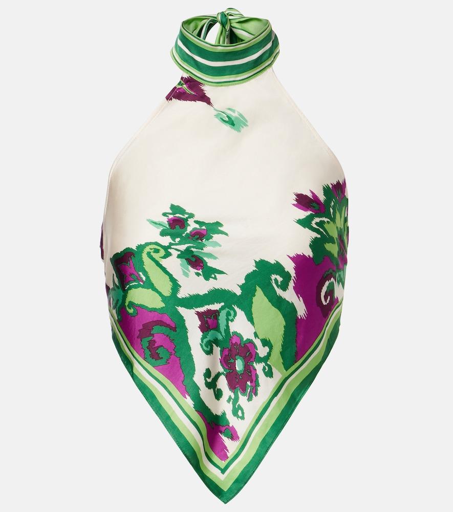 poupette st barth guilia printed halterneck satin top