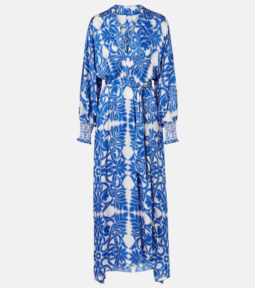 poupette st barth kristen printed satin maxi dress