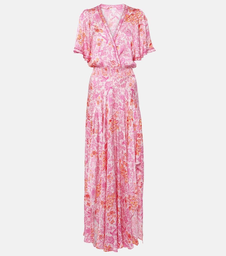 poupette st barth mabelle floral satin maxi dress