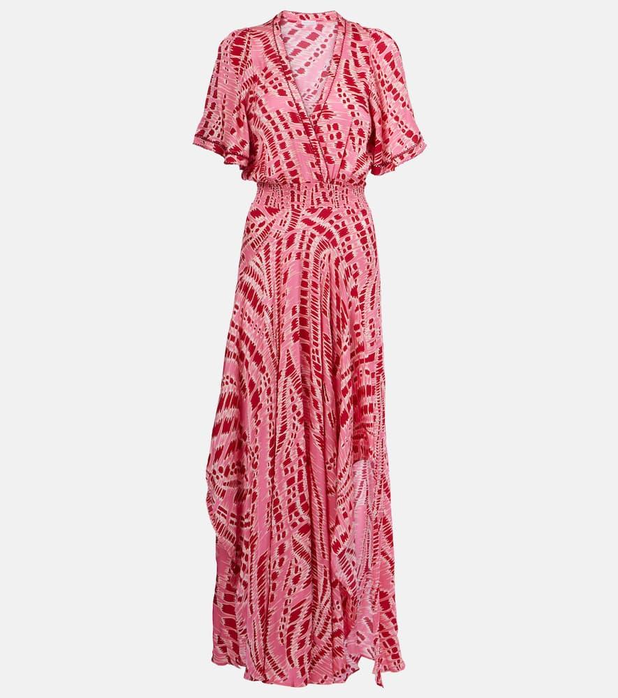 poupette st barth mabelle printed satin midi dress