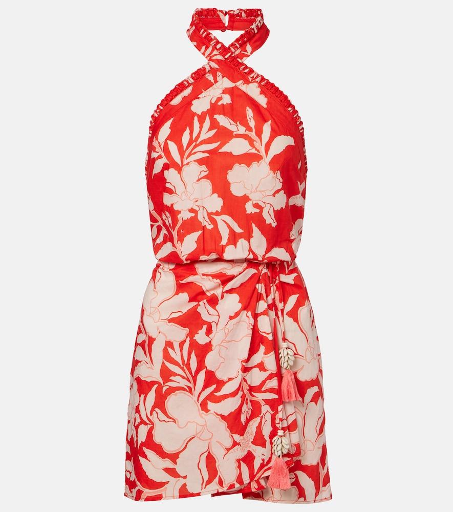 poupette st barth manon floral halterneck cotton minidress