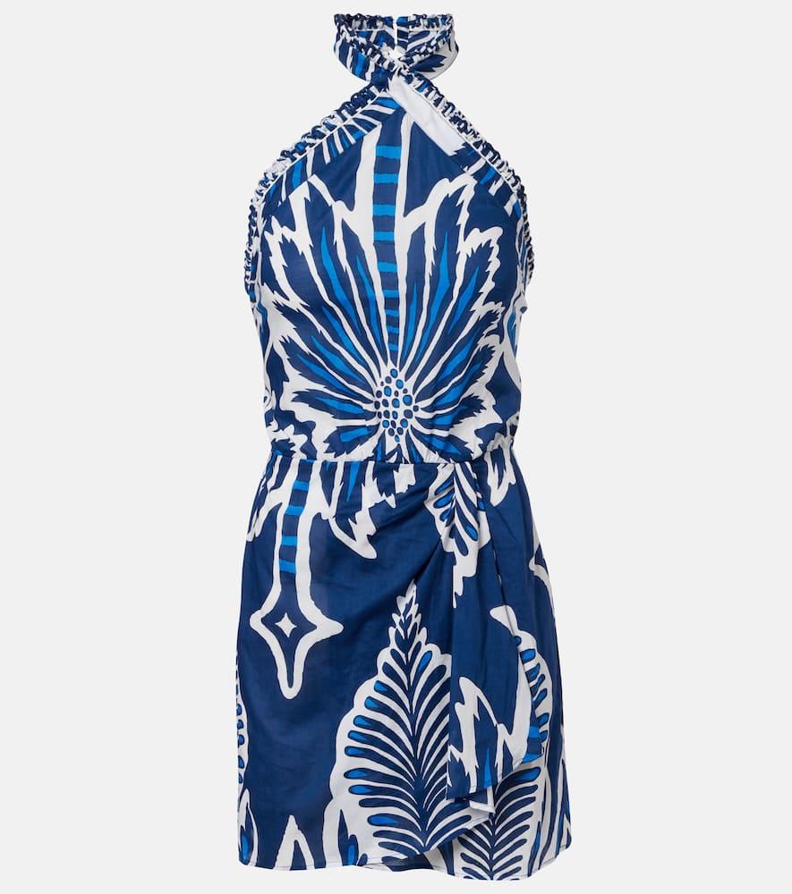 poupette st barth manon floral halterneck cotton minidress