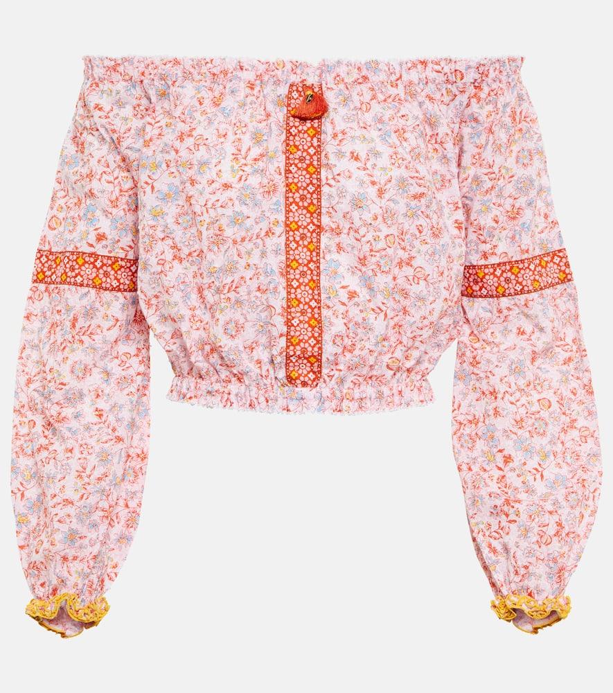 poupette st barth nana floral cotton crop top