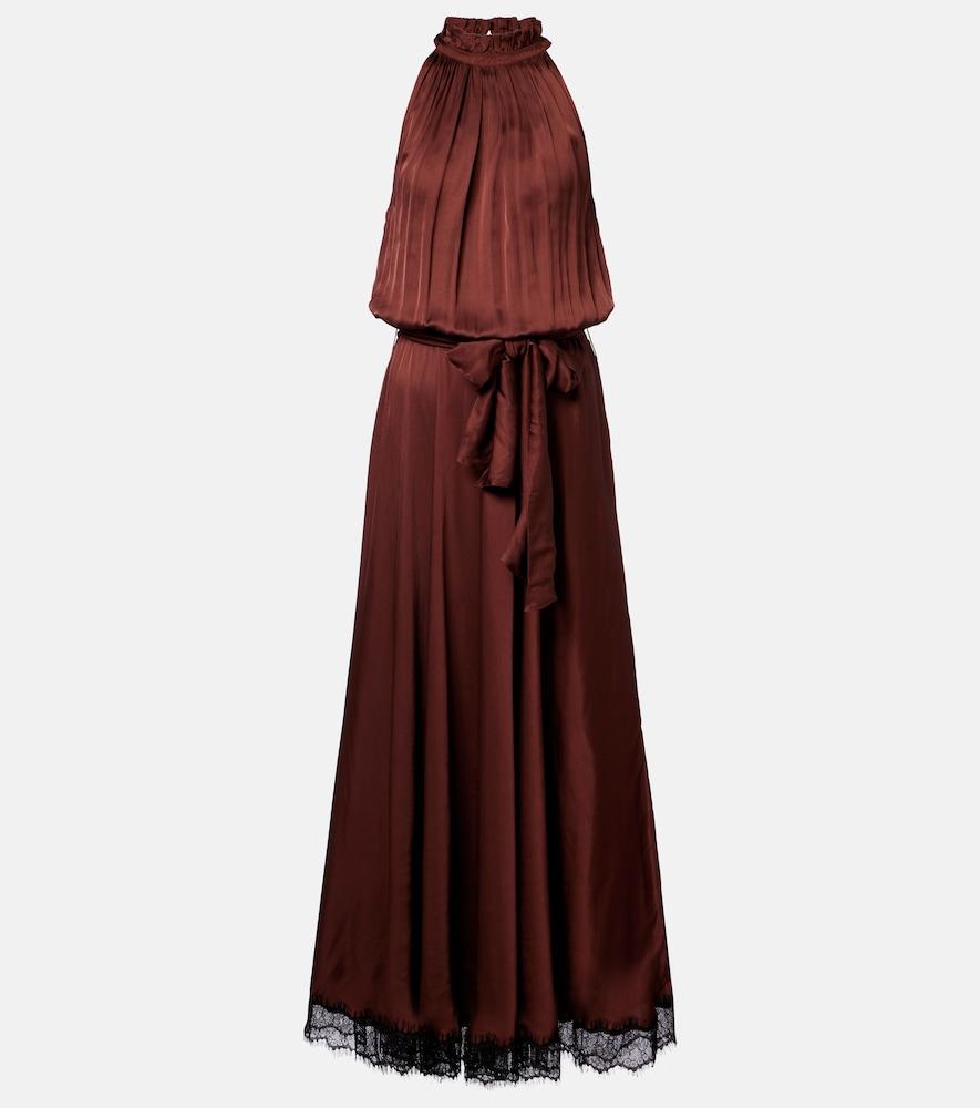 poupette st barth nina halterneck satin maxi dress