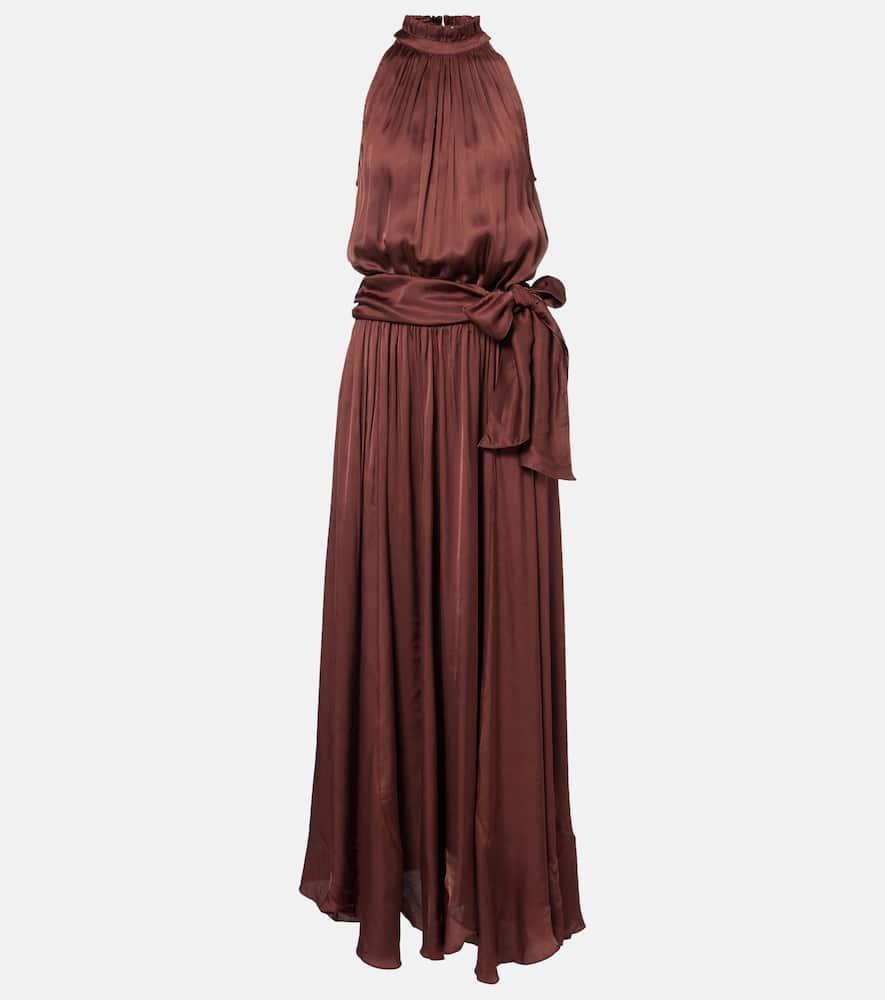 poupette st barth nina halterneck satin maxi dress