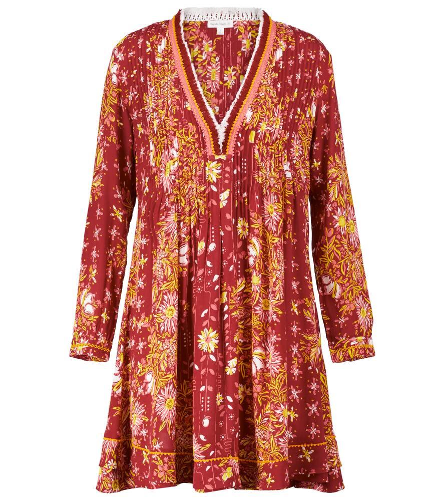 poupette st barth ola fringed printed minidress