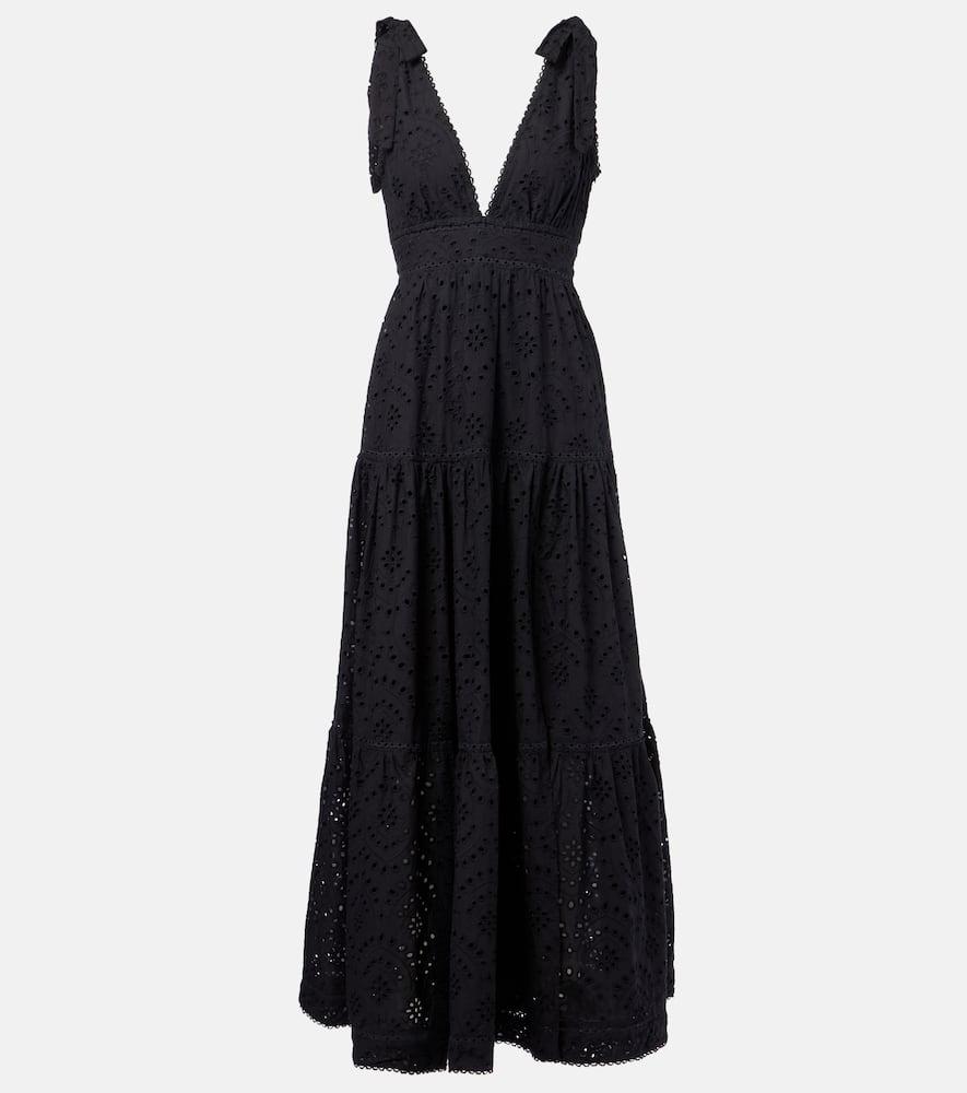 poupette st barth perla embroidered cotton maxi dress