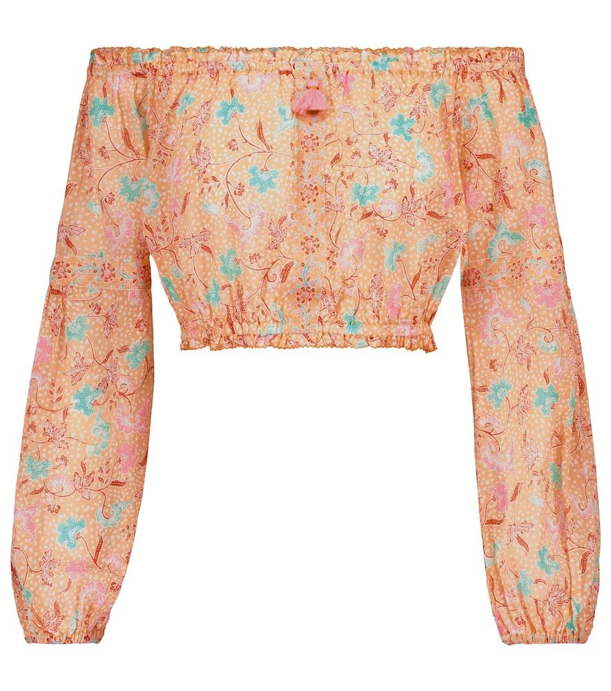 poupette st barth rachel printed cotton crop top