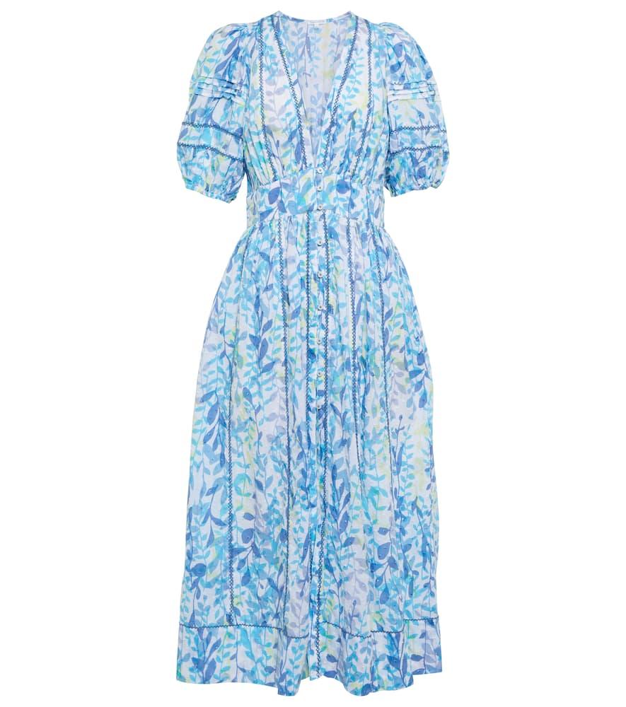 poupette st barth reine floral cotton midi dress
