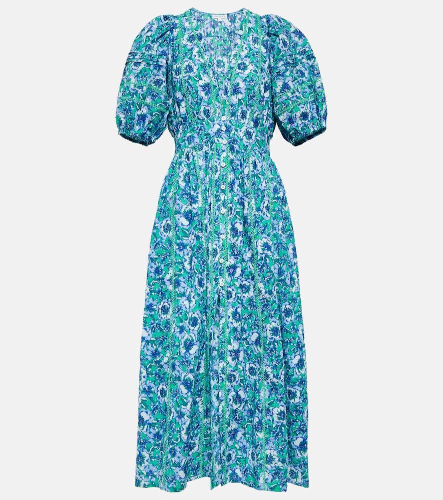 poupette st barth reine floral cotton midi dress