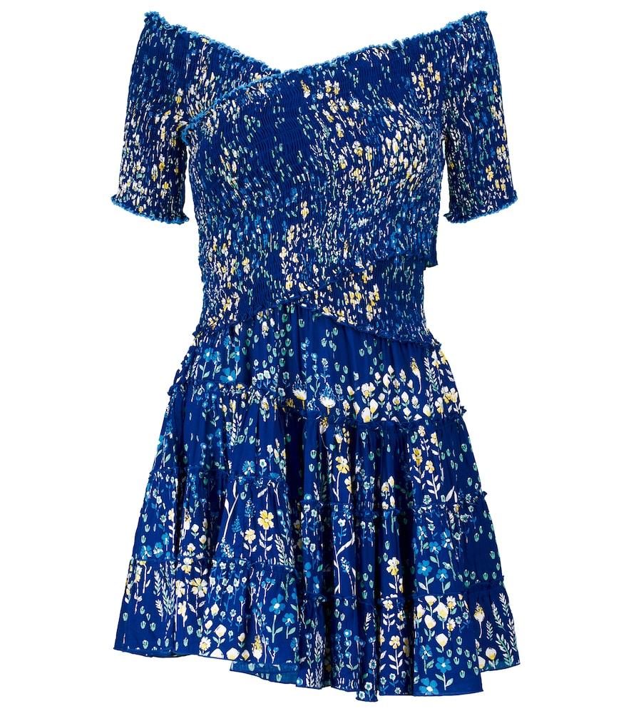 poupette st barth soledad shirred printed minidress
