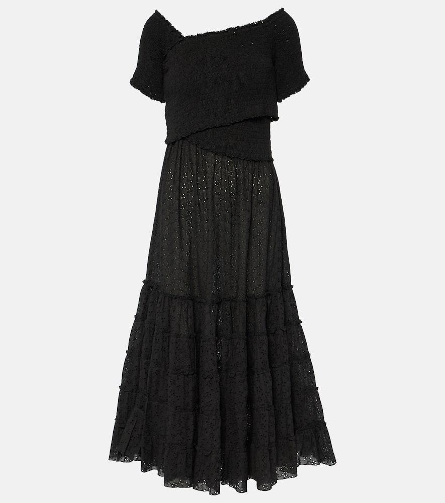 poupette st barth soledad smocked cotton midi dress