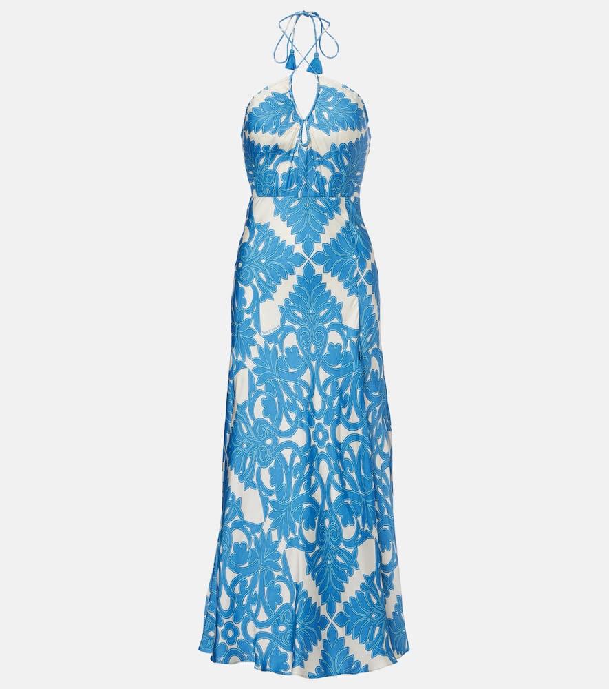 poupette st barth stella printed satin maxi dress