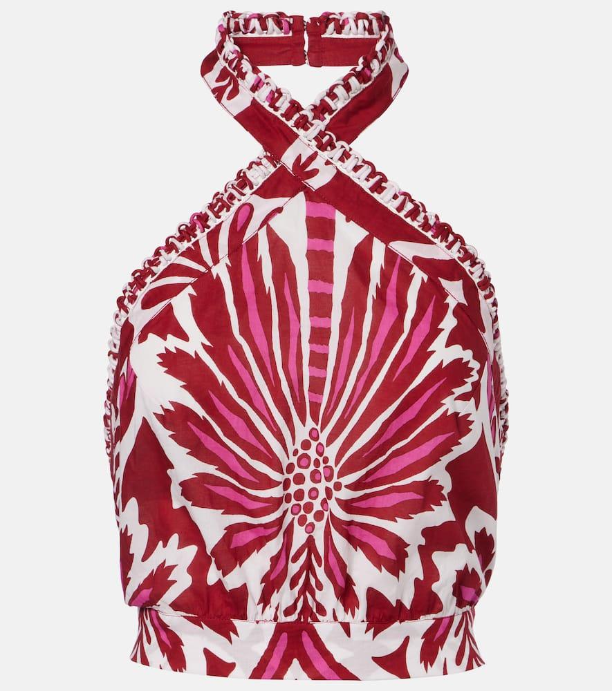 poupette st barth suma floral halterneck cotton top