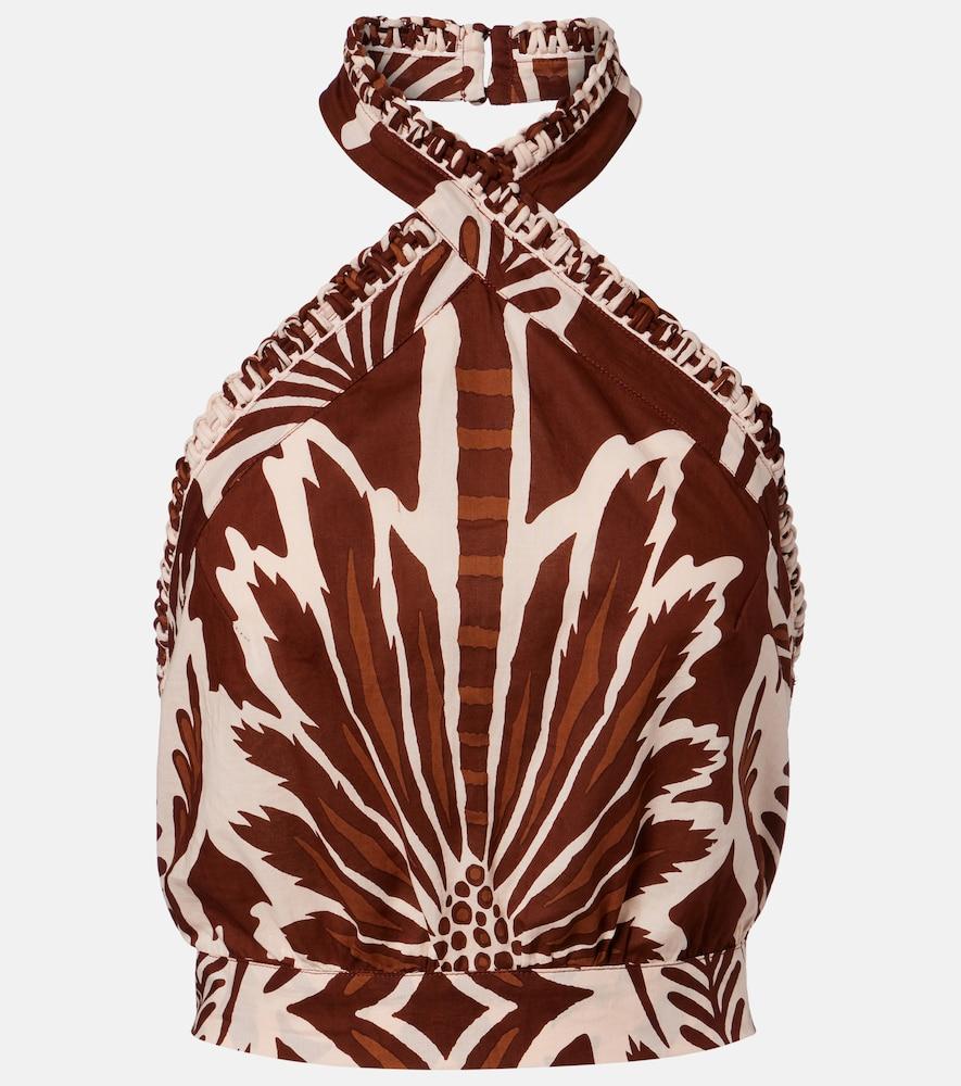 poupette st barth suma printed cotton crop top