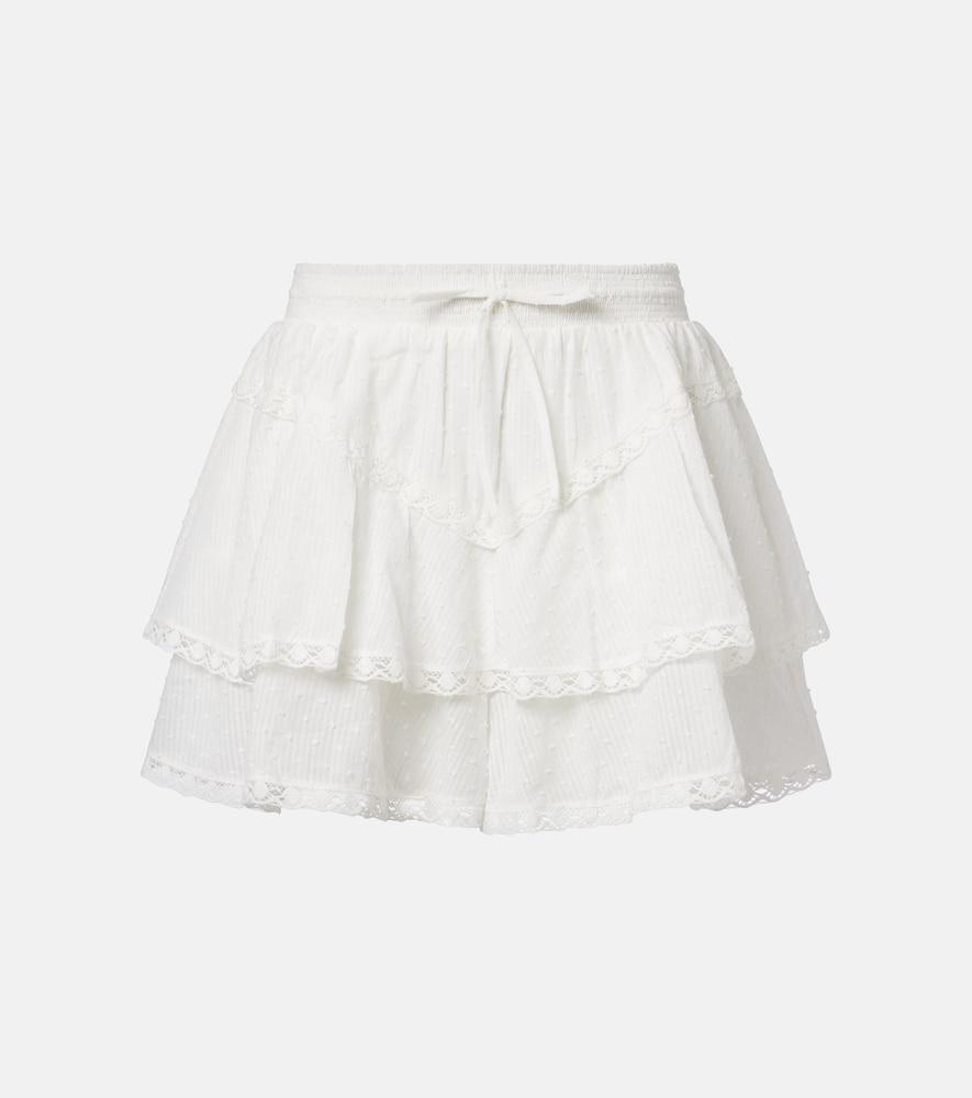 poupette st barth thia embroidered tiered cotton shorts