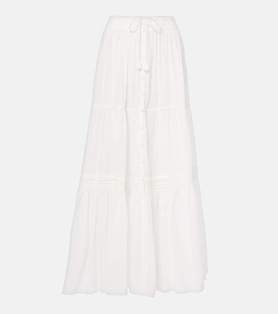 poupette st barth tiered cotton maxi skirt