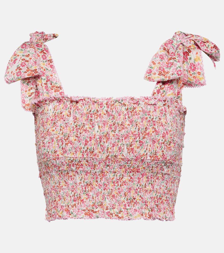 poupette st barth trini floral shirred top