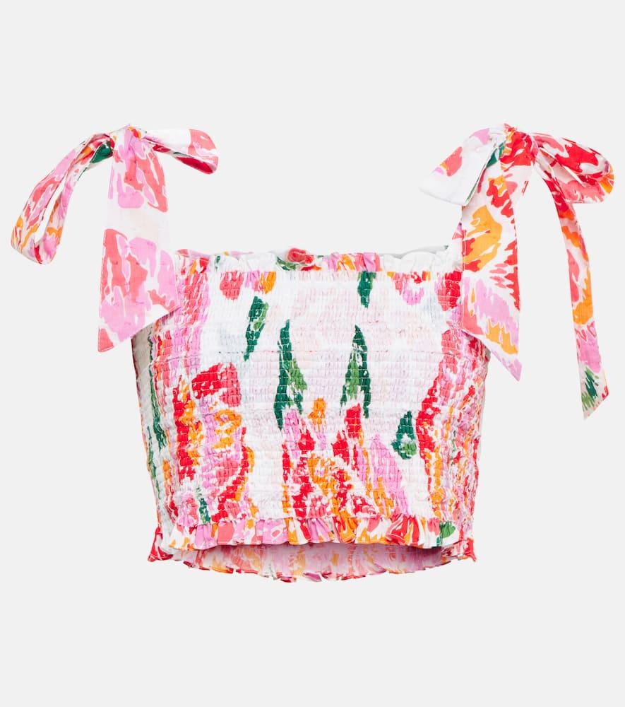 poupette st barth triny printed cotton crop top
