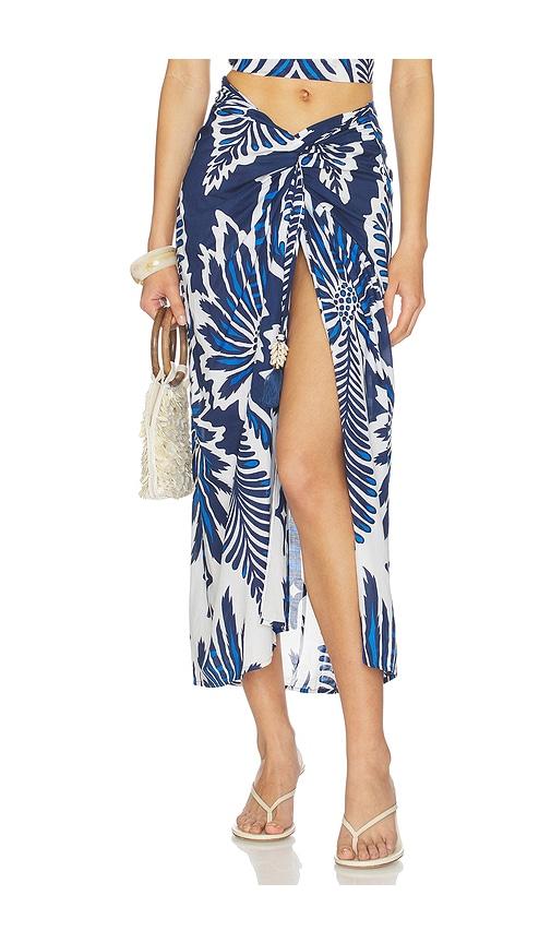 poupette st barth uma long skirt in navy,white.